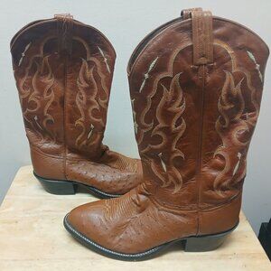 Tony Lama CZ872 9.5 D Peanut Brittle Brown Ostrich Cowboy Western Boots